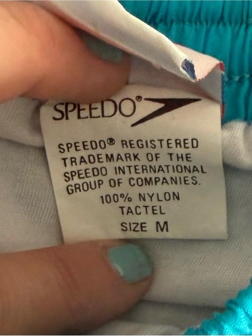 Vintage 90s Speedo Sport Turquoise Nylon Shorts Swim Trunks Unisex - Picture 7 of 8